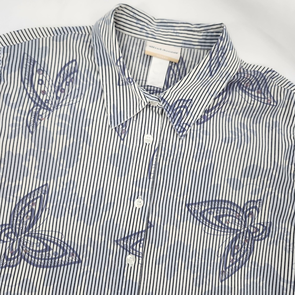 Alfred Dunner Womens  Blue White Striped Butterfly Size 16W Plus Size Whimsical